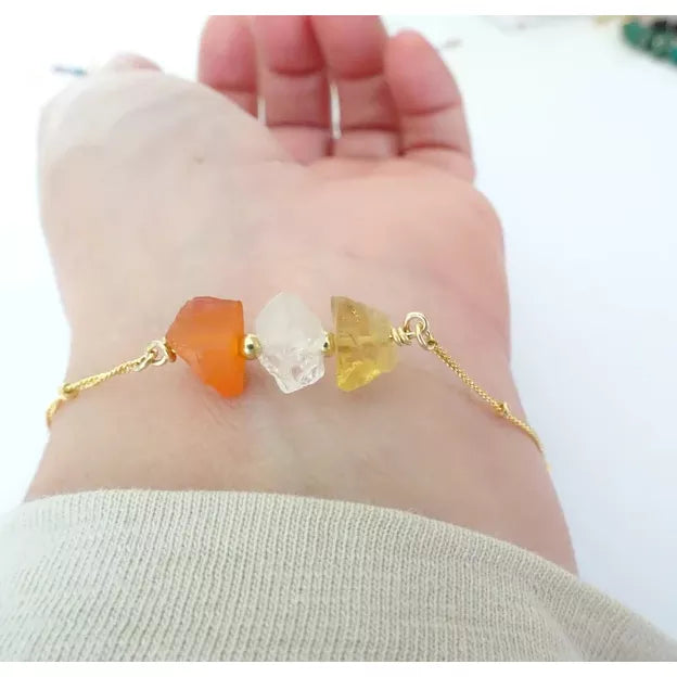 Natural Labradorite Amethyst Rose Quartz Handcrafted Bracelet