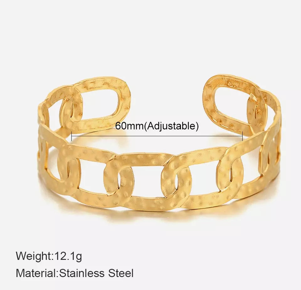 14K Gold Plated Oval Stainless Steel Bracelet