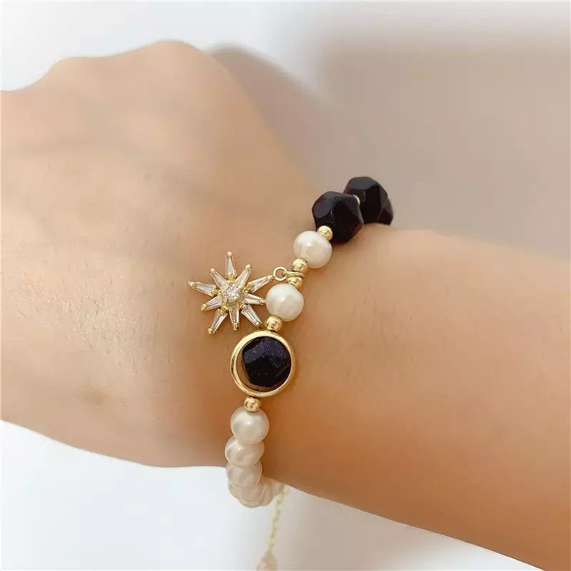 pearl Natural stone Gold plated bracelet