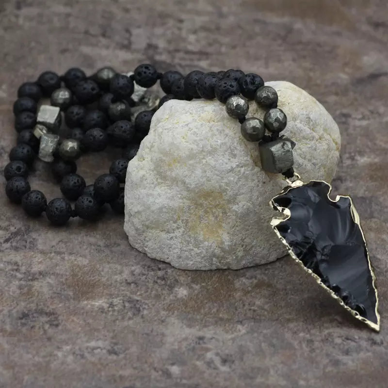 Lava Natural Stone Yoga Handcrafted Necklace