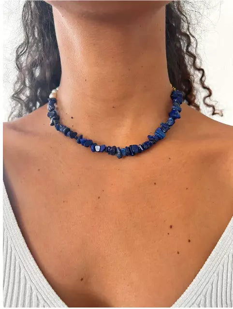 Lapis natural stone necklace