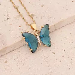 Multicolor Clear Butterfly Necklace