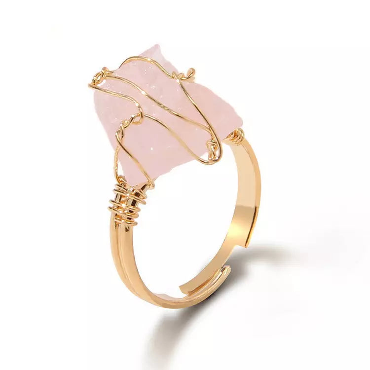 Handcrafted Citrine rose quartz Ring (Gold Plated)