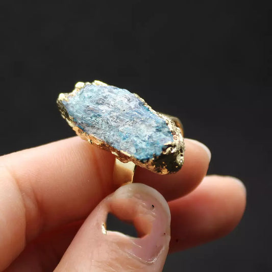 Handcrafted Gold plated Blue Ring