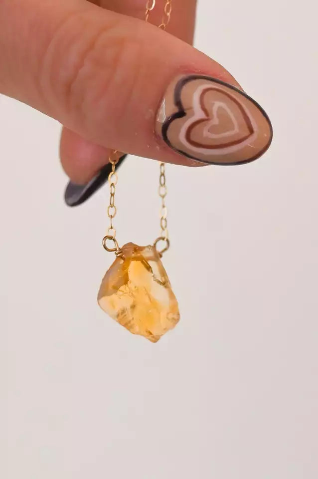 2022 Raw Citrine Healing Crystal Necklace Handcrafted