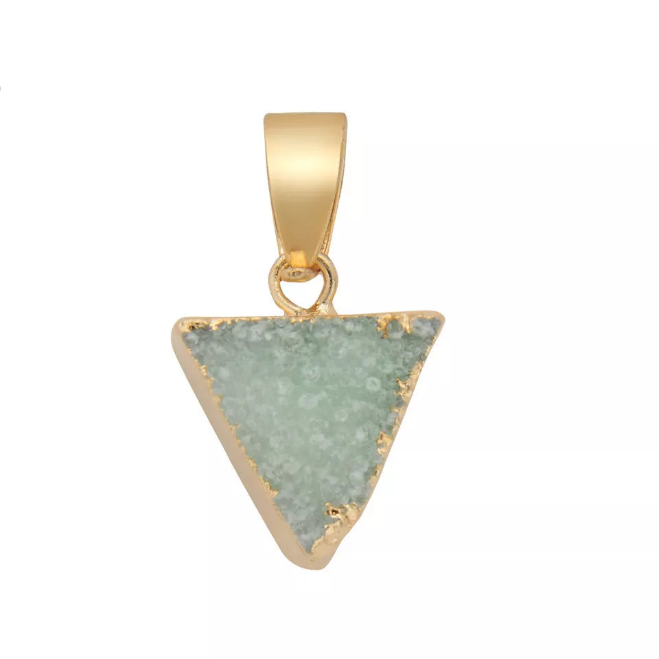 Dainty Minimalist Natural Stone Geometric Triangle Druzy Necklace