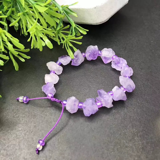 Amethyst Raw Stone Quartz Handcrafted Bracelet