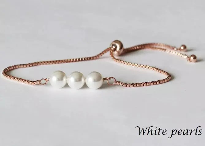 Bar Bridesmaid Triple Pearl Handmade Bracelet