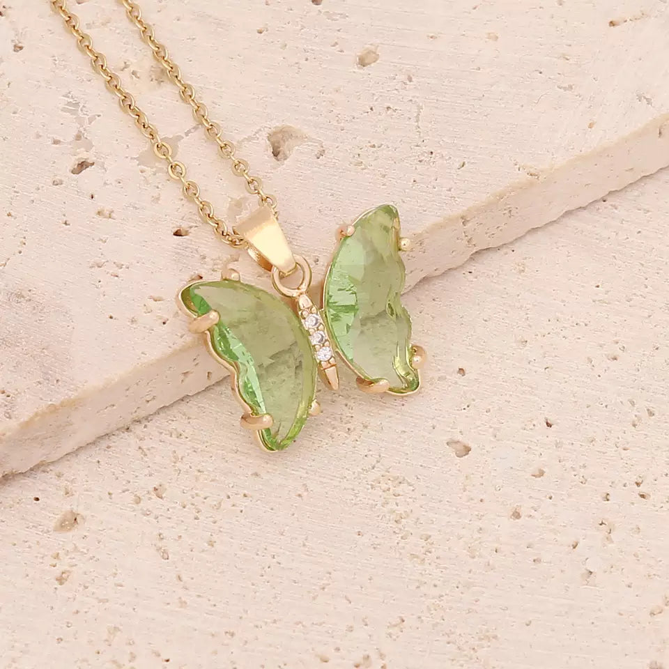 Multicolor Clear Butterfly Necklace