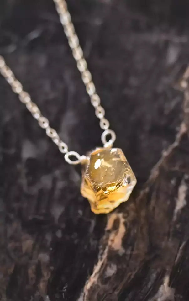 2022 Raw Citrine Healing Crystal Necklace Handcrafted