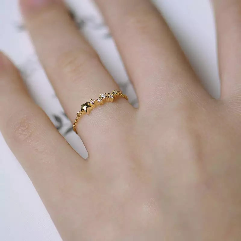 Stainless Steel Minimalist Star Chain Ring