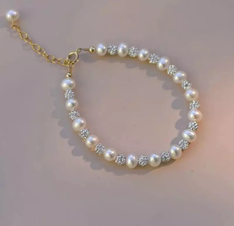 Pearl bridal Dainty Bridesmaid Freshwater Gold plated