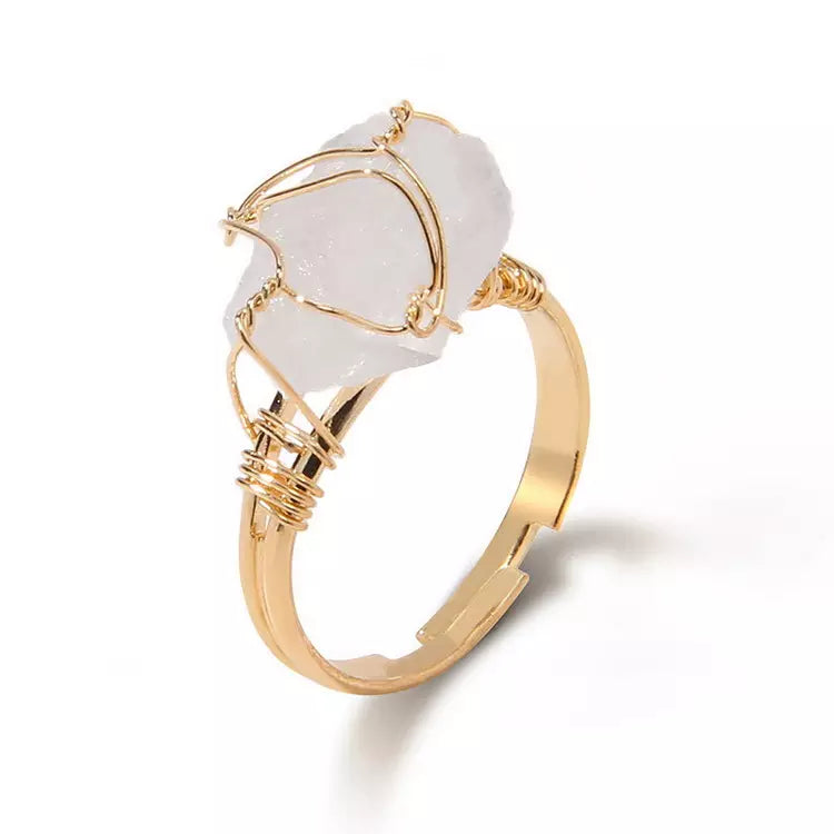 Handcrafted Citrine rose quartz Ring (Gold Plated)