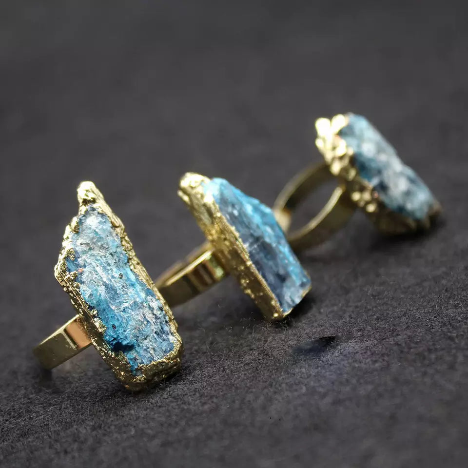 Handcrafted Gold plated Blue Ring