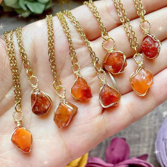 Red agate stone necklace Handcrafted