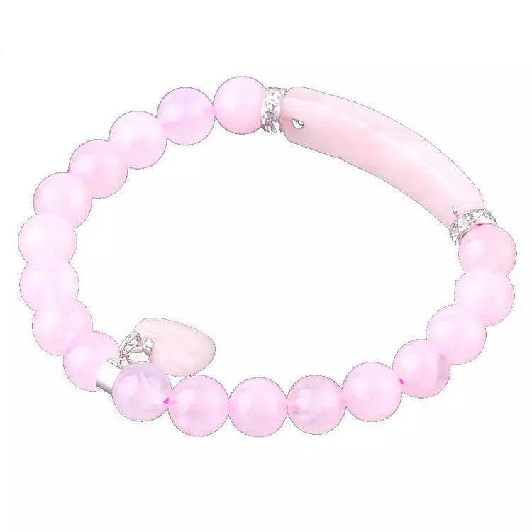 Jelly candy quartz stone pink love heart Handcrafted Bracelet