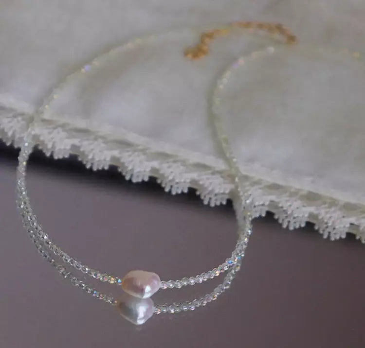 Crystal Bead White Pearl Delicate