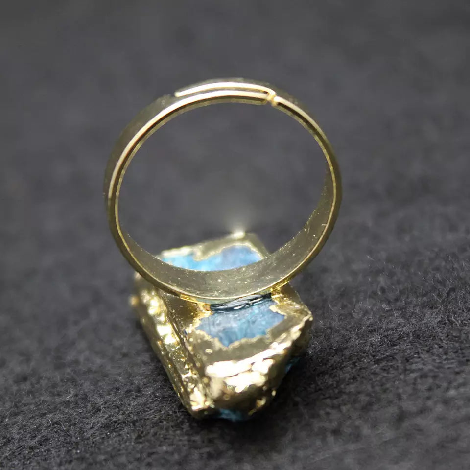 Handcrafted Gold plated Blue Ring