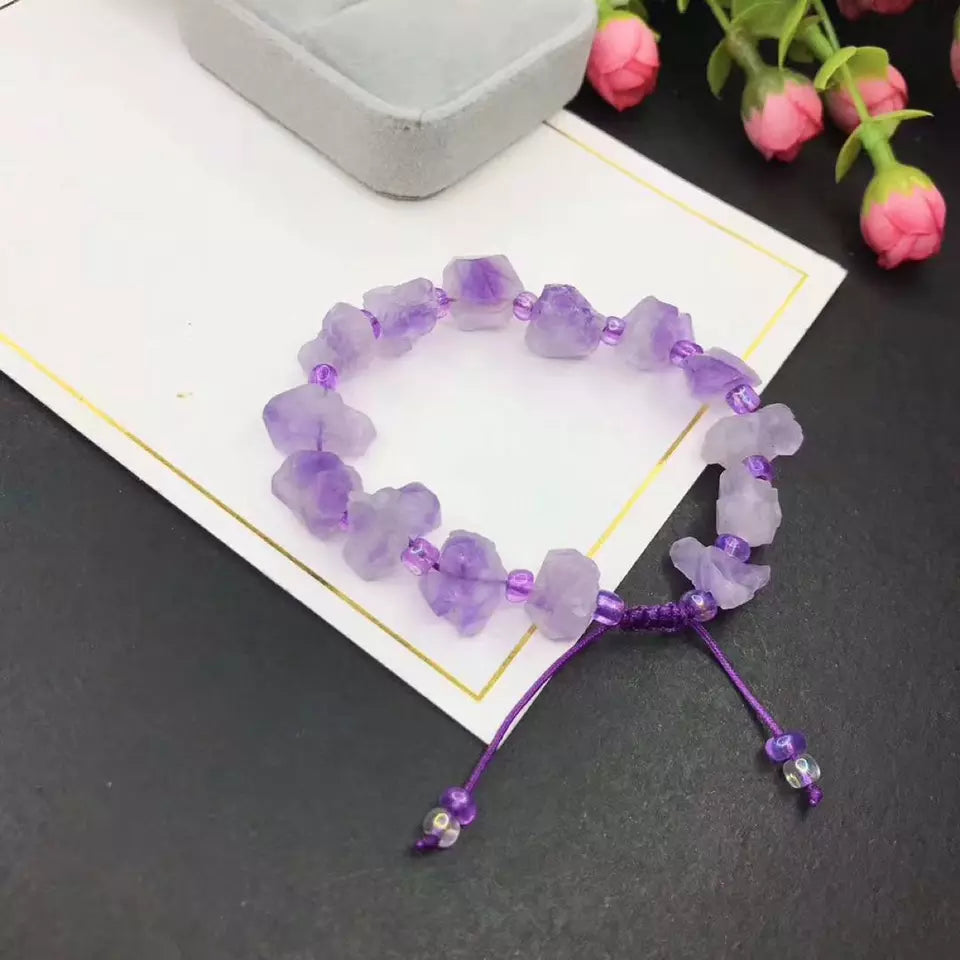 Amethyst Raw Stone Quartz Handcrafted Bracelet