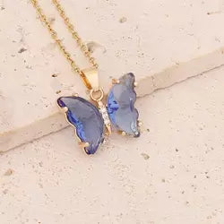 Multicolor Clear Butterfly Necklace