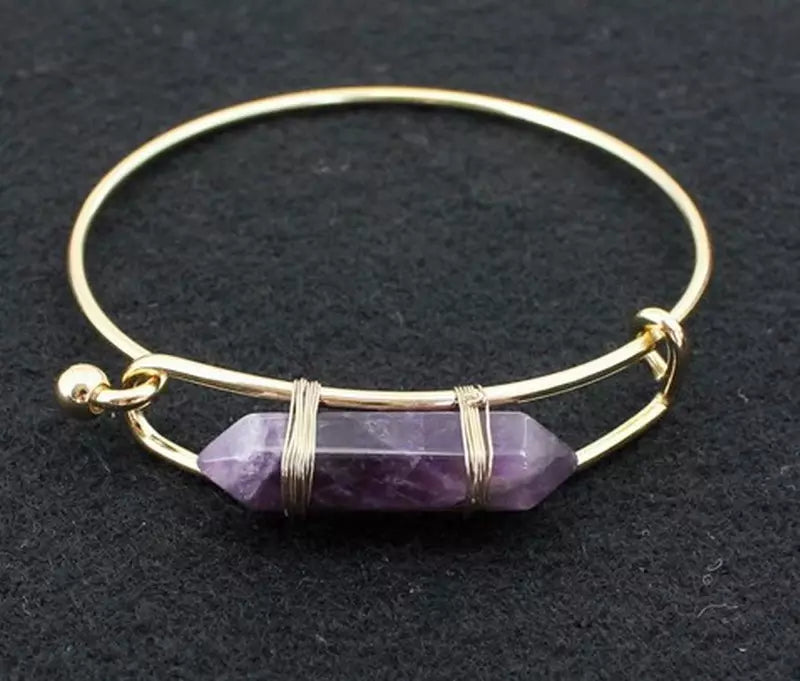 Natural Crystal Bangle Bracelet