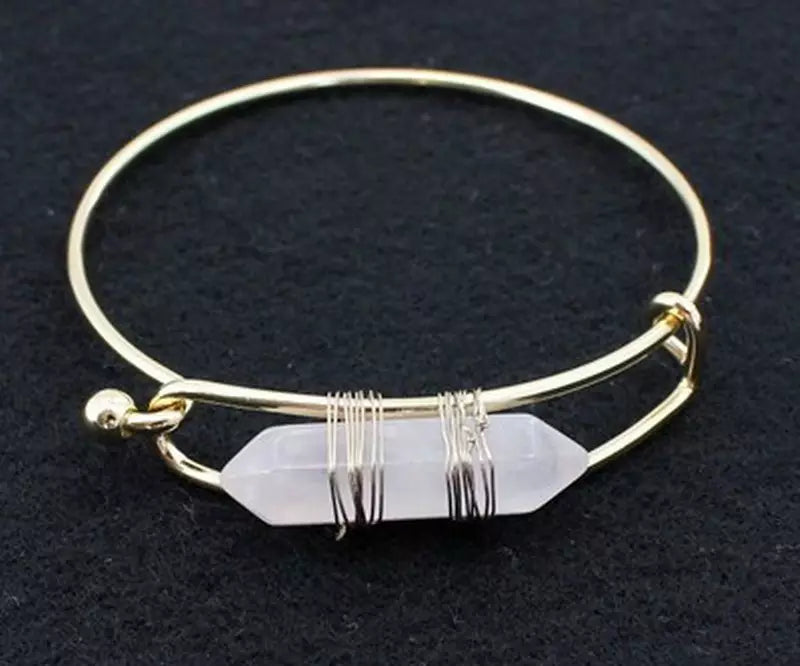 Natural Crystal Bangle Bracelet