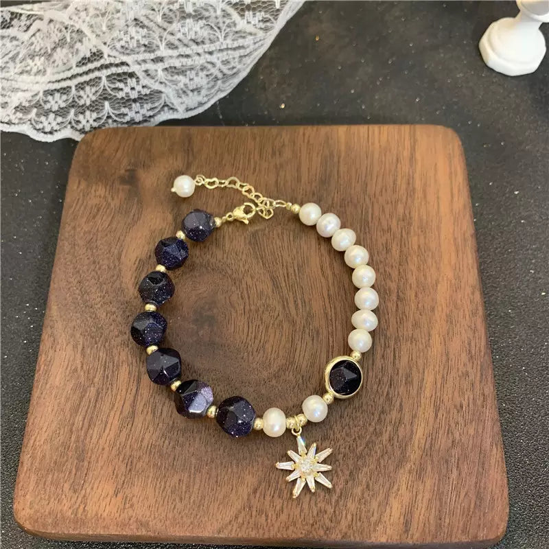 pearl Natural stone Gold plated bracelet