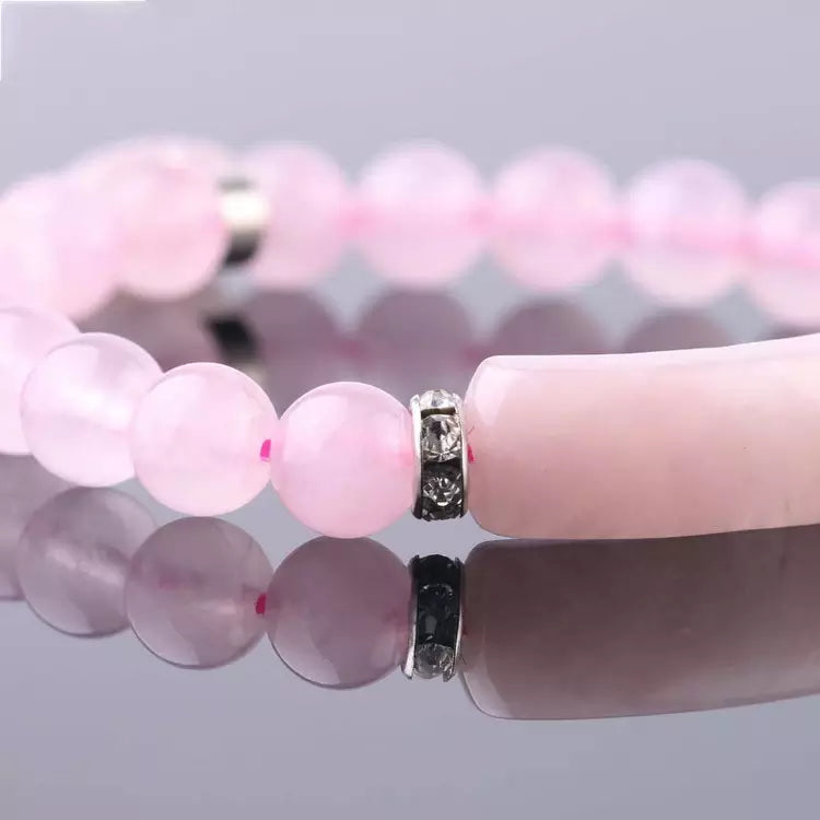 Jelly candy quartz stone pink love heart Handcrafted Bracelet