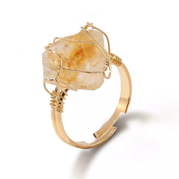 Handcrafted Citrine rose quartz Ring (Gold Plated)