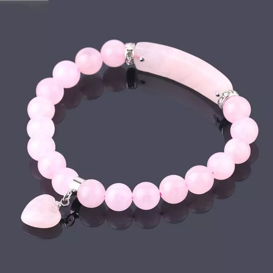 Jelly candy quartz stone pink love heart Handcrafted Bracelet