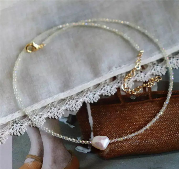 Crystal Bead White Pearl Delicate