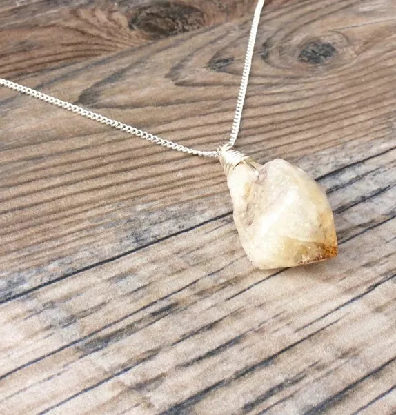 Raw Gemstone Citrine Crystal Healing Stone Necklace