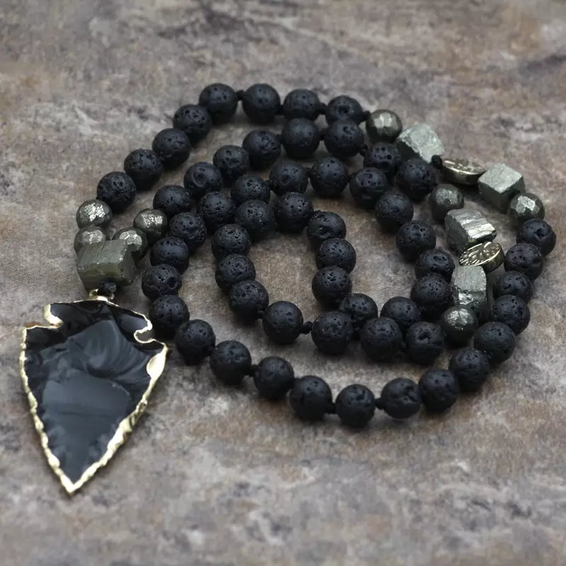 Lava Natural Stone Yoga Handcrafted Necklace