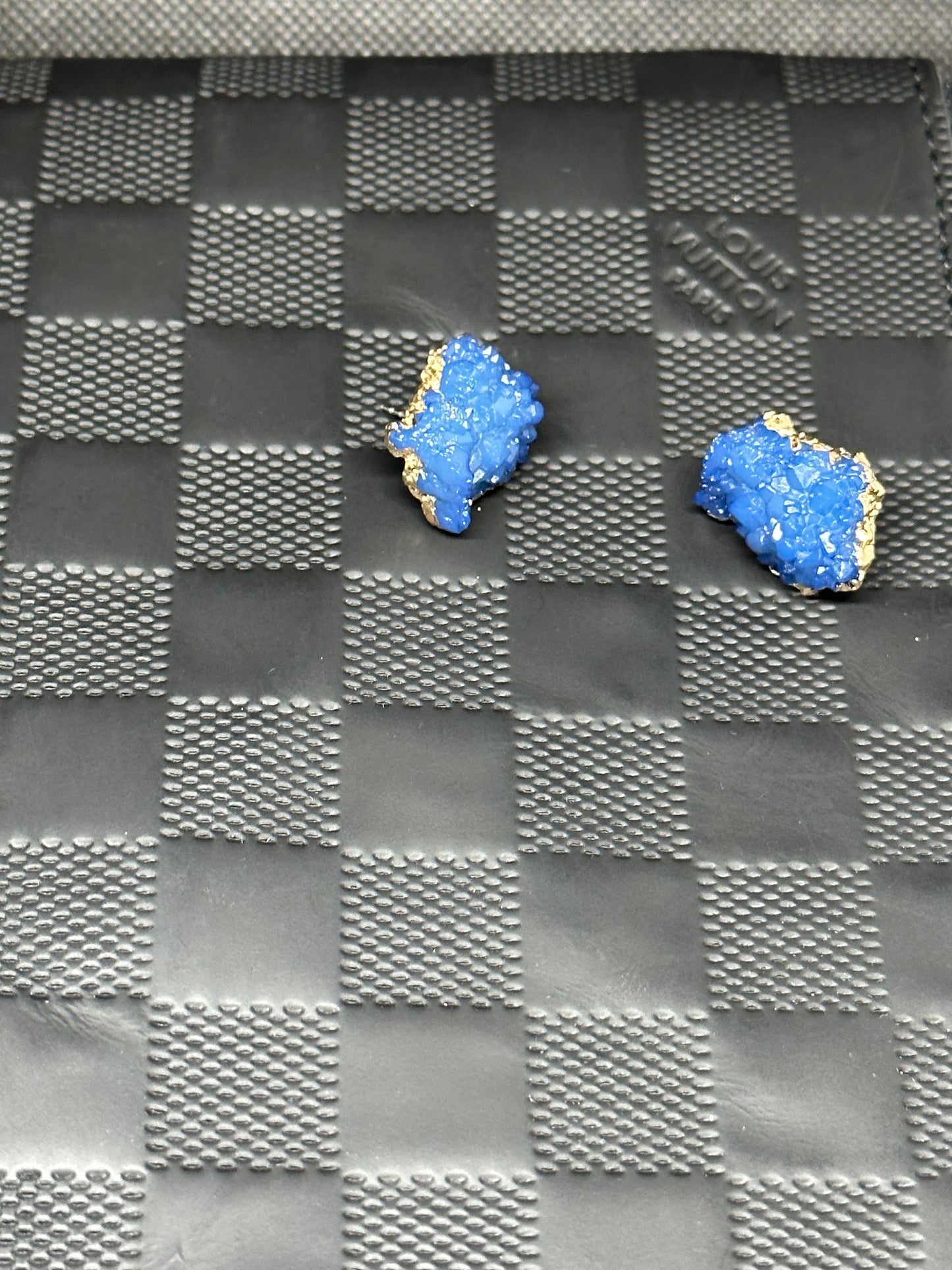 Handcrafted Earring, Blue Resin, Geometric